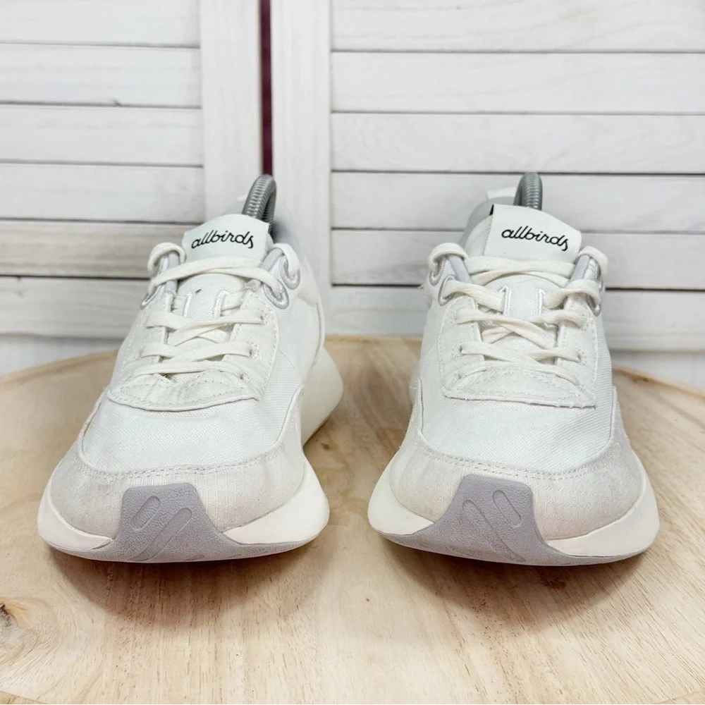 Allbirds Courier Lace Up Canvas Running Shoes Sneakers Blizzard White Womens 10‎
